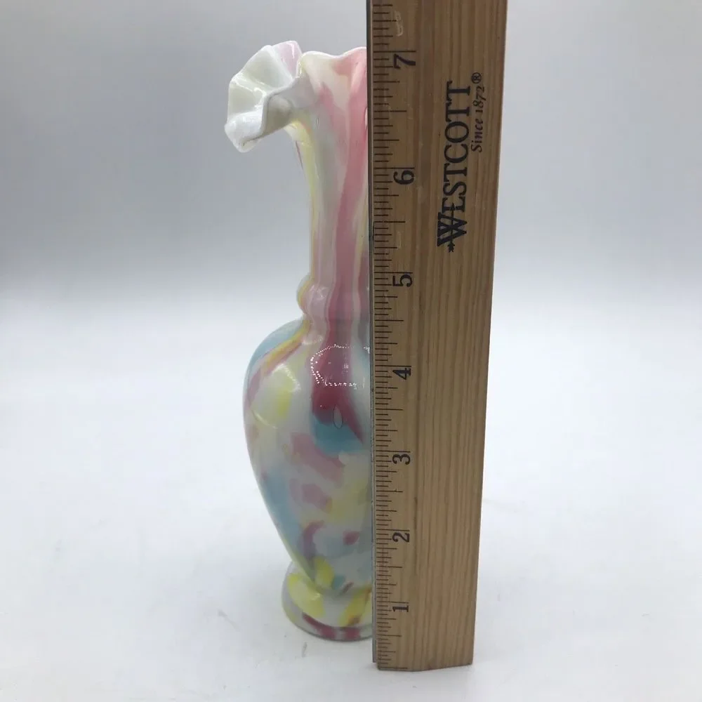 Victorian End Of Day Blown Pastel‎ Spatter Splatter Vase 7